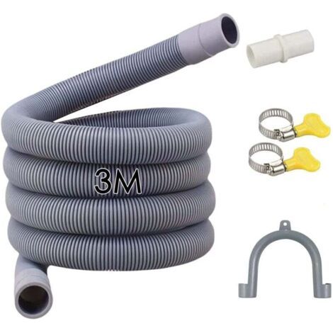 BUNTHAUS PA Tuyau de Vidange Machine à Laver 3m Rallonge avec Raccord et 2 Clips pour Laveuse Lave-Vaisselle Sécheuse (1/4)