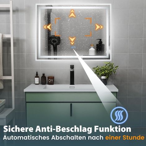 Led badezimmerspiegel mit antibeschlag 80x60 cm doppelbeleuchtung