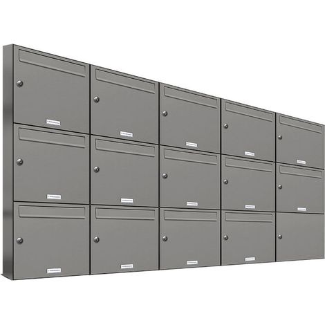 14er Premium Briefkasten Aluminiumgrau RAL Farbe 9007 für Außen Wand Postkasten 5x3 (1/5)