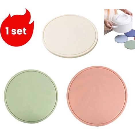juego, Alfombrilla aislante térmica de silicona de 16 cm, Posavasos resistente al calor, Verde bosque1, Rosa raíz de loto1, Blanco roto1 (1/5)