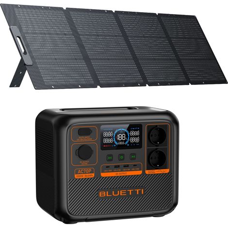 Kit BLUETTI AC70P con Pannello Solare 220 W - 864Wh LiFePO4, Generatore Solare 2x1000W