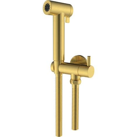 Idroscopino wc doccetta ottone portatile shutoff monogetto con leva ogomondo kit finitura- oro bronzato spazzolato tondo - confezione 1