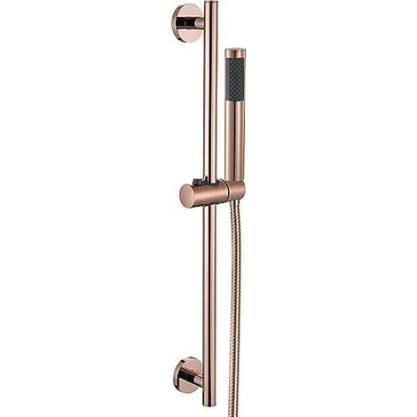 Soffione doccia in oro rosa con barra scorrevole, soffione doccia in ottone con tubo flessibile da 59 pollici, kit doccia a parete con barra scorrevole (1/5)