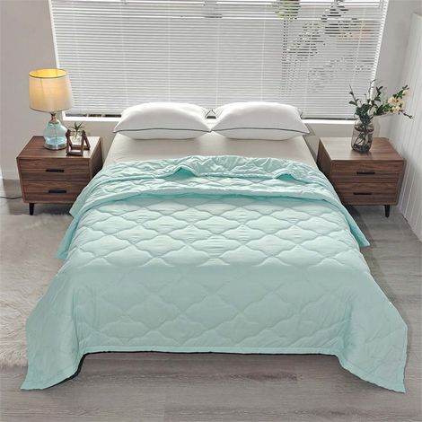 Couette Été - Coton Lavé 98 % - Élasthanne 2 % - 100 x 150 cm - Vert Menthe - Ventilation Naturelle - 1 Pièce (1/5)