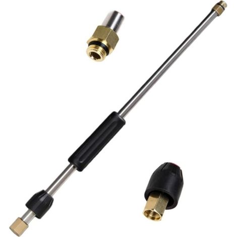 Rallonge Acier Inoxydable 35cm Laveur Haute Pression(53cm) Acier inoxydable pour robuste, tête en pour cuivre, résiste 30 bars, pour idéal toit terrasse, connexion rapide universelle (1/5)