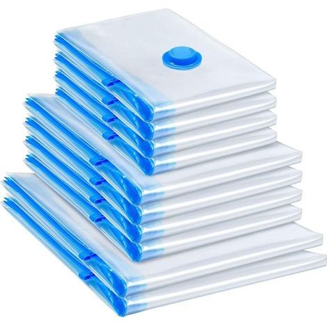 Ensemble de 10 sacs de rangement sous vide pour vêtements, réutilisables et peu encombrants (40x50cm/40x60cm/50x70cm)-AquaForge (1/5)