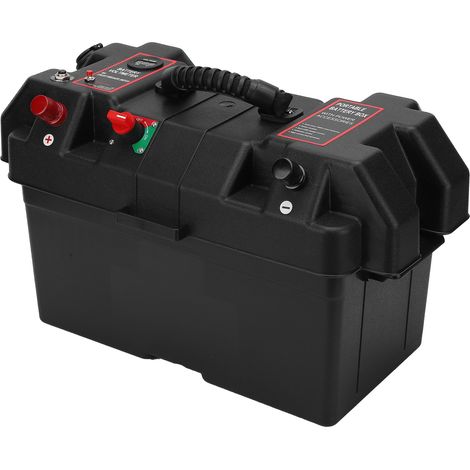 Multifunktionale Batteriebox mit USB-Anschlüssen, Voltmeter und Autoladegerät für den Außeneinsatz (1/5)