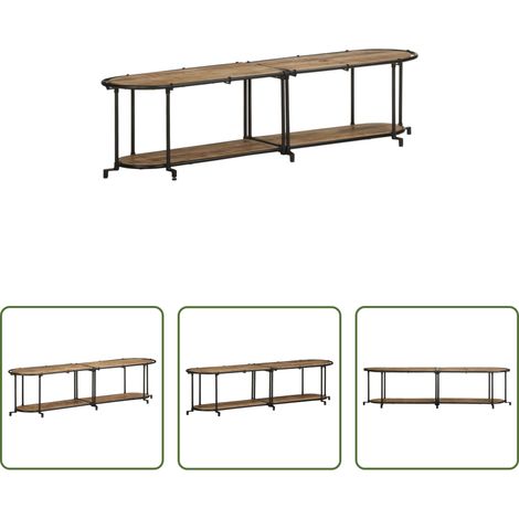 Rangement salon -  Meuble TV 160x42x40 cm bois massif de manguier brut (1/5)
