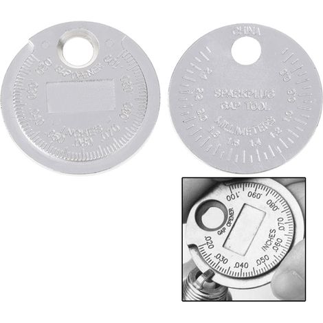 Vente directe de jauges de bougies d'allumage de type pièce métrique/impériale (0,02''-0,1'') pour mesurer l'écartement des bougies d'allumage. (1/5)