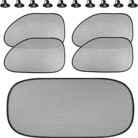 5 Pare-Soleil Voiture, Chaussette pour Vitre avec 10 Ventouses (1/5)