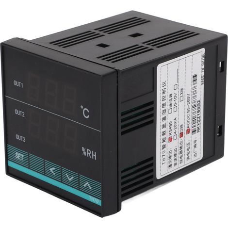 Thermostat numérique double affichage contrôleur de température humidité régulateur constant hygrostat avec alarme (1/5)