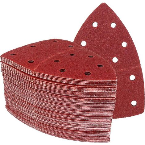 Prio-Triangles de Ponçage │ 50 pièces │ 11 trous │ 105 x 152 mm │ grain 40 │ pour ponceuses multiples │ Feuilles Abrasives │ Papier Abrasif (1/4)