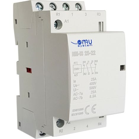 Contattore modulare 25A 2NO+2NC 2Z 2R per il controllo di sistemi monofase e trifase. (1/2)