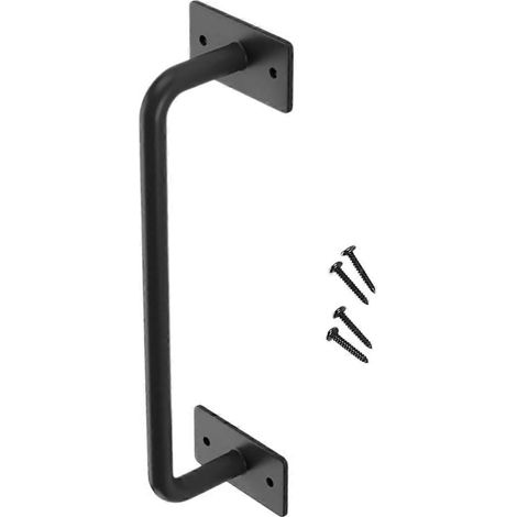 Poignée de porte de grange rustique noire, poignée de porte en acier au carbone durable pour une utilisation intérieure et extérieure (1/5)