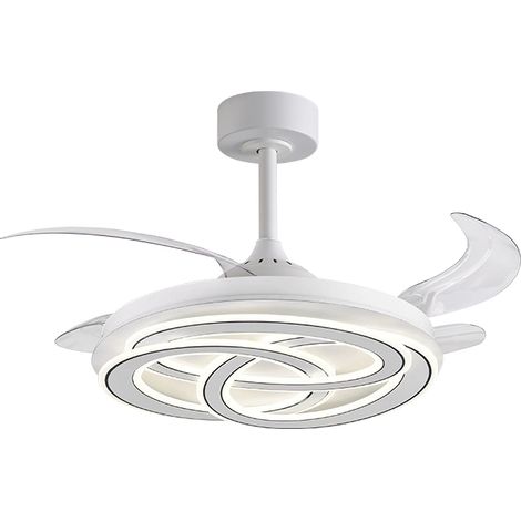 Ventilator dc Knoten weiß, 4 einziehbare Flügel, 200w led 300040006000k, h.35xd.108/50cm
