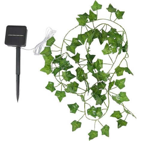 LED-Solar-Lichterkette, künstliche Efeublatt-Lampe, 8 Modi, wasserdichte, solarbetriebene Ahornblätter für Garten, Terrasse, Hof, Party (10 m, 100 LEDs)  FLITI