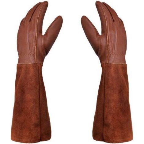 QORVA-Gants de jardinage - Paire de gants de jardinage - Protection cuir - Gants longs de jardinage à épines résistants aux perforations et aux coupures et gants de soudage TIG pour apiculture - Marro (1/5)