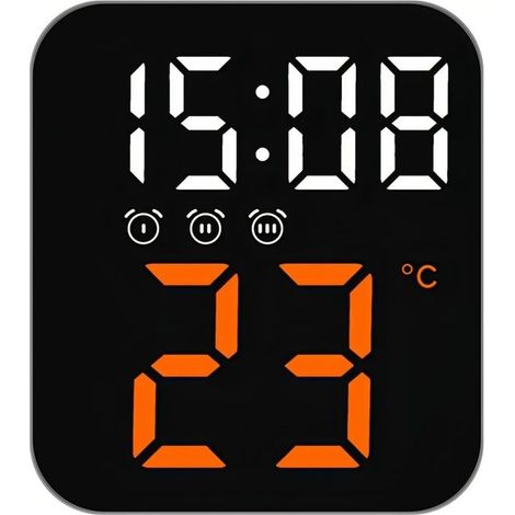 Réveil numérique LED avec 3 alarmes contrôle vocal, température, 2 niveaux de luminosité, réglage de la date, mode nuit, répétition pour chambre à coucher, salon, bureau (1/5)