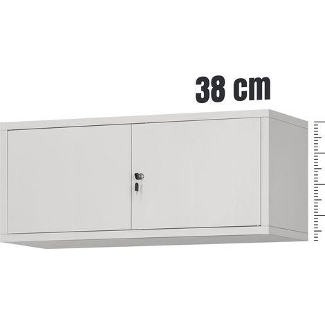 Aktenschrankaufsatz C01L Aufsatz für Aktenschrank Büroschrank Metall Pulverbeschichtung Flügeltüren 38 x 90 x 40 cm Grau (1/5)