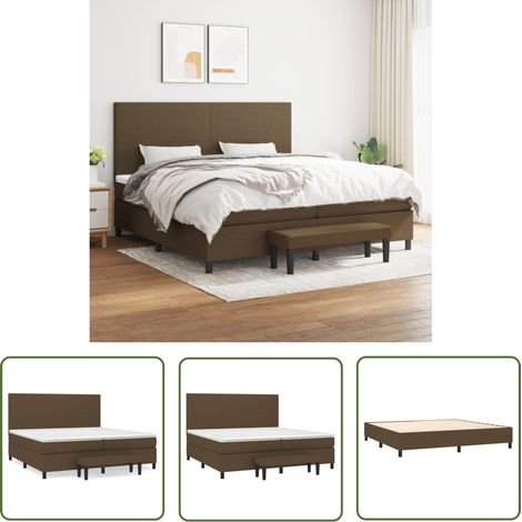 The Living Store Boxspringbett mit Matratze Dunkelbraun 200x200 cm Stoff - Boxspringbett - Doppelbett - Bettenrahmen - Schlafsofa - Polsterbett (1/5)