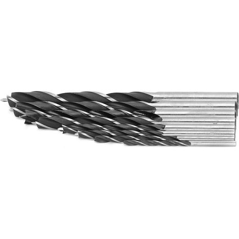 Lot de 8 forets hélicoïdaux à queue ronde en acier à haute teneur en carbone pour le perçage du bois (1/5)
