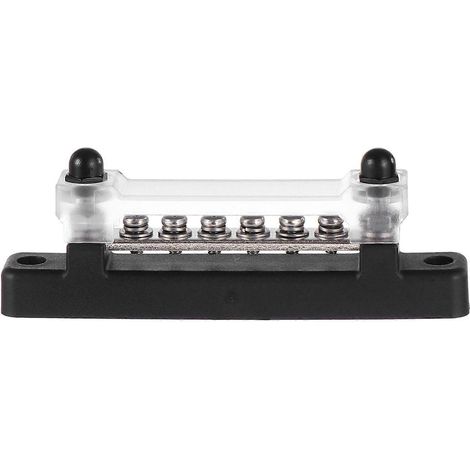 Barre omnibus à 6 bornes avec couvercle transparent, distribution électrique 150 A pour voiture (1 pièce).-12X2cm (1/4)