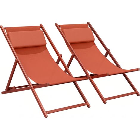 Lot de 2 transats pliables avec appui-tête 60x100x85, usage quotidien (1/5)
