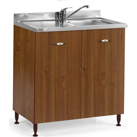 Sottolavello 2 ante 80 cm con lavello incluso colore noce antico