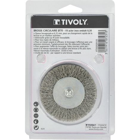 Tivoly • Spazzola Circolare • Filo In Acciaio Inossidabile • Ø70mm • Per Spelare L'Acciaio Inossidabile