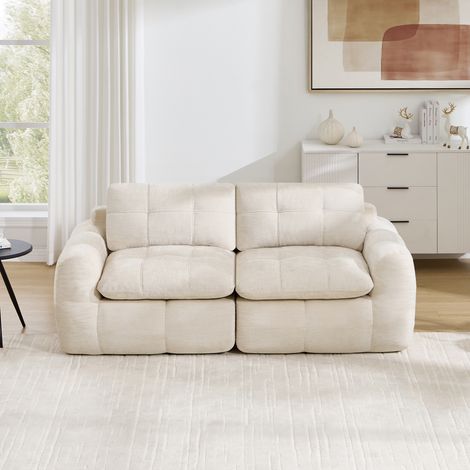 Canapé Modulable 2 Places Chenille Beige - Assise Profonde, Canapé Droit Confortable pour Salon et Appartement, Moderne Sans Montage (1/5)