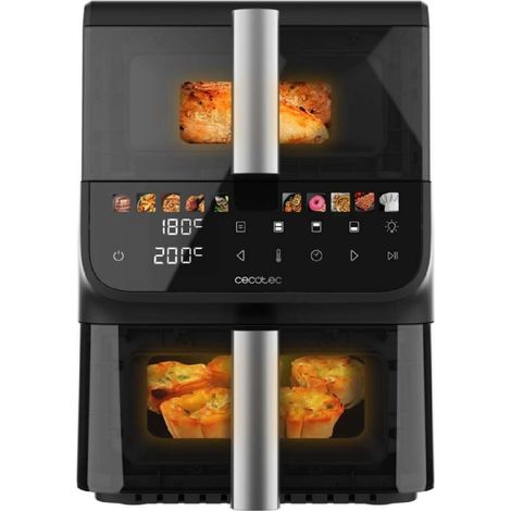 Friggitrice ad Aria senza Olio Cecotec - Air Fryer 10L Cecofry DuoLevel 10000 DuoSize Window. 2000W, Design Verticale, 2 Vaschette 3.5 (1/5)