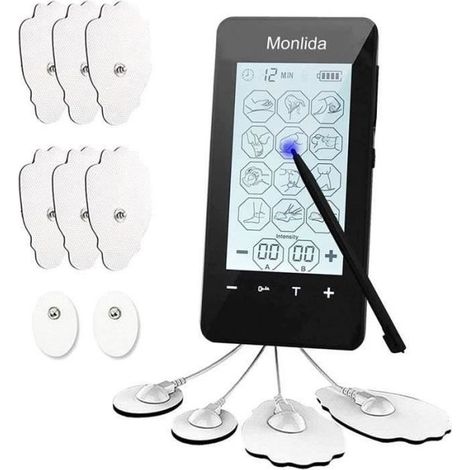 Monlida Electrostimulator Tens with 12 Modes and 2 Channels Operation of screen Tactile (1/4)