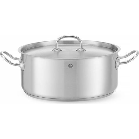 Marmite, basse, couvercle avec trous de vapeur, pot de cuisson, casserole, braisière, faitout, convient à toutes les sources de chaleur, lavable au lave-vaisselle, 7.3L, ø280x(H)120mm, inox