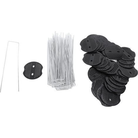 Garden landscape staple set, 40 pieces, U-shaped iron stakes and plastic connectors to secure lawn fabric (1/5)