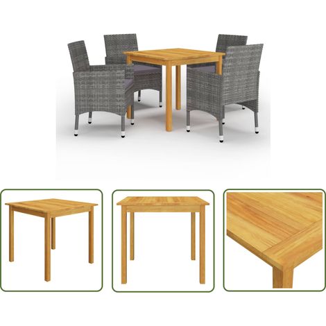 INLIFE Ensemble de salle à manger de jardin 5 pcs Gris (1/5)