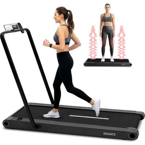 Tapis de Marche 2-en-1 avec Plateformes Vibrantes et Barre – Tapis de Course Pliable et Compact, Moteur Silencieux, Écran LED, Support Téléphone et Télécommande pour Fitness Maison ou Bureau (1/5)