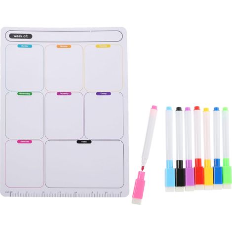 Tableau Blanc Hebdomadaire Magnetique - Planificateur Repas et Taches - Pour Refrigerateur ou Surface Magnetique - 40 x 30 cm - 1 Unite (1/5)