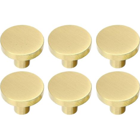 Solid Brass Round Cabinet Knobs (20mm25mm, 6pcs) with Screws for Cupboard Doors & Dresser Drawers