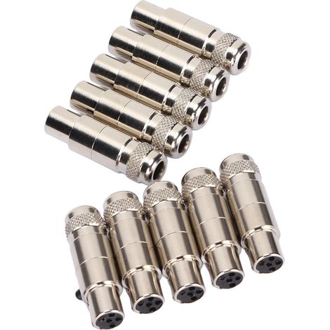 Lot de 10 adaptateurs XLR femelles 5 broches, mini-fiches XLR femelles en métal pour câble de microphone stéréo, moniteur, haut-parleur, interface audio (1/5)