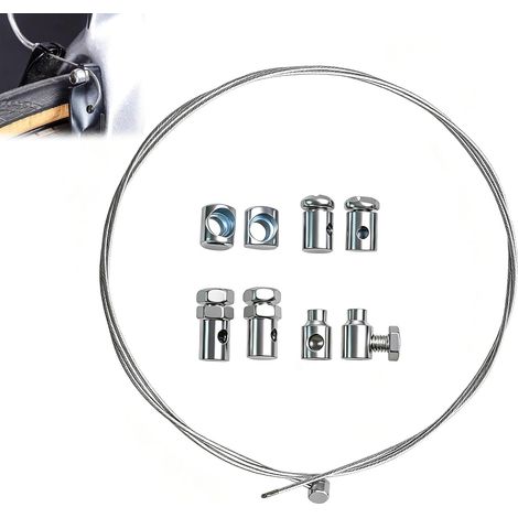 1.2m Câble d'Accélérateur Tondeuse Universel Frein Embrayage Kit de Câble Ø1,5mm avec 8 Serre-Câbles Facile à Installer pour Tondeuse Motoculteur Moto Quads Vélo Scooter Debroussailleuse (1/5)
