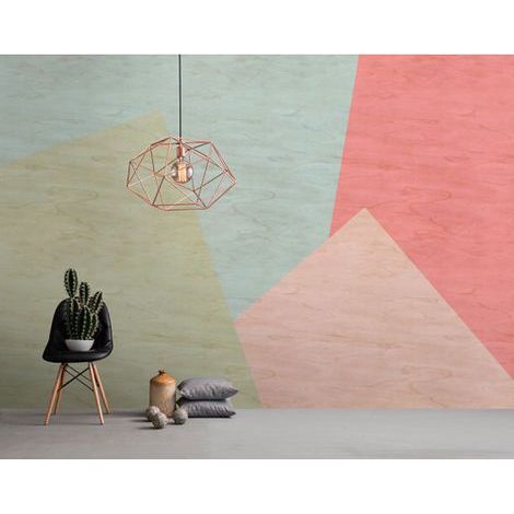 Papier peint panoramique géométrique à motifs triangle Tapisserie panoramique design uni et coloré Papier peint panoramique multicolore (1/3)