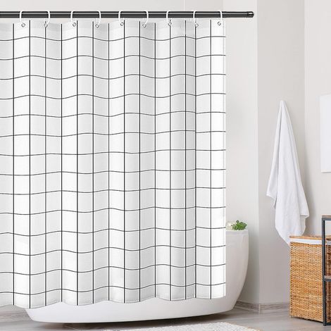 Rideau Douche 180x200cm Polyester 12 Crochets (1/5)