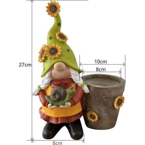 Köhko® Pot à fleurs polyvalent au design de lutine avec tournesols – décoration idéale pour votre jardin et votre maison (1/5)