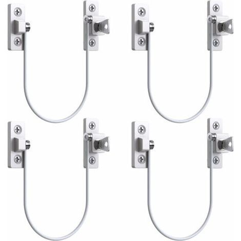 4pcs Entrebâilleur Fenêtre Porte Restricteur de Porte de Fenêtre Verrou Fenetre UPVC Verrouillage de Limite Verrou de Sécurité Câble Serrure de Limite Avec Clé et Vis (1/4)