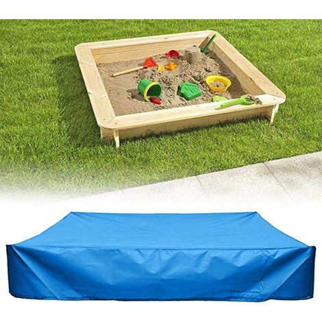 Waterproof sandbox cover with drawstring, Oxford fabric, blue, 200 × 200 × 20 cm (1/5)