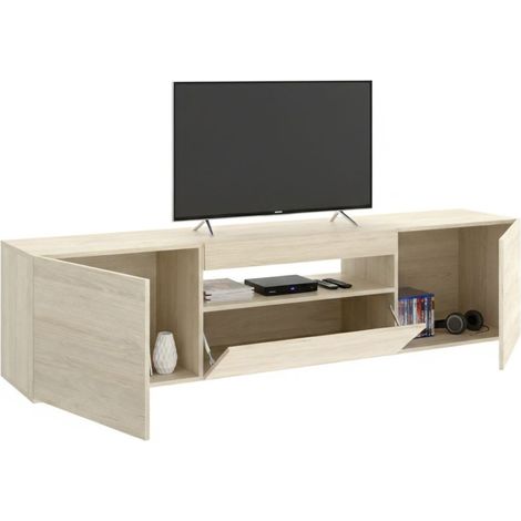 TV-Schrank Burley, 2 Regale, 3 Türen, 4 Fächer, 42x200x48h cm in Eiche Braun