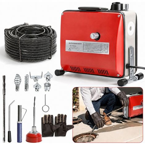 TolleTour machine de nettoyage de drain electrique avec 6 coupeurs, 2 cables Déboucheur de canalisation 500W