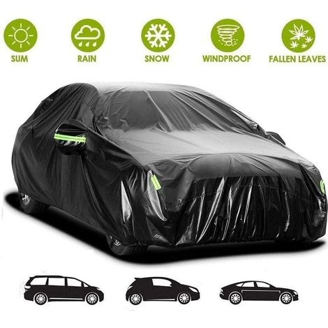 Wasserdichte Autoabdeckung für den Außenbereich – Schutzhülle für Autos (4,9 × 1,8 × 1,5 m), Schwarz (1/4)