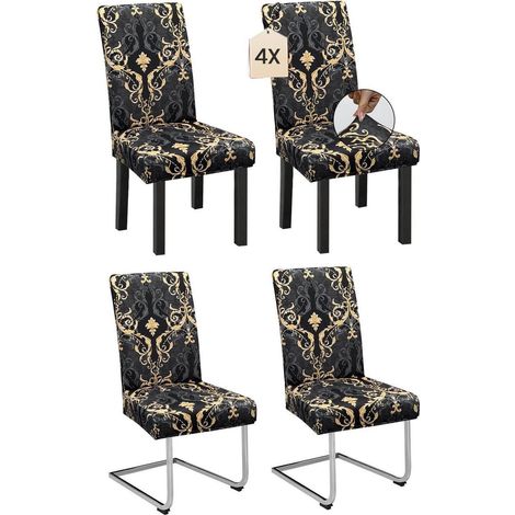 4er Set Stuhlhussen mit Retro-Optik, elastisch & waschbar für Esszimmer