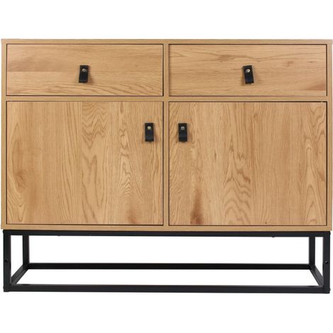 Paris Prix – Buffet 2 portes et 2 tiroirs 100cm en MDF et métal – Design moderne naturel – Rangement élégant pour salon ou salle à manger (1/5)